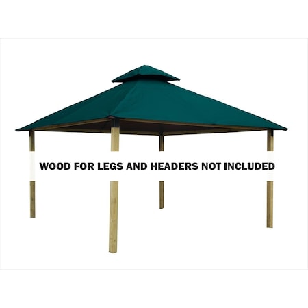Acacia 14 sq. ft. Gazebo Roof Framing & Mounting Kit with Emerald Outdura Canopy AGOK14- EMERALD